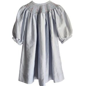 Royal Child 18M Blue Smocked Bishop Dress Roses Baby Girl Easter
